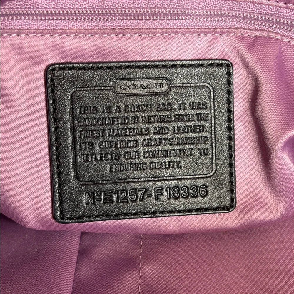 Coach Black Tote with Circular Patent Logo Window